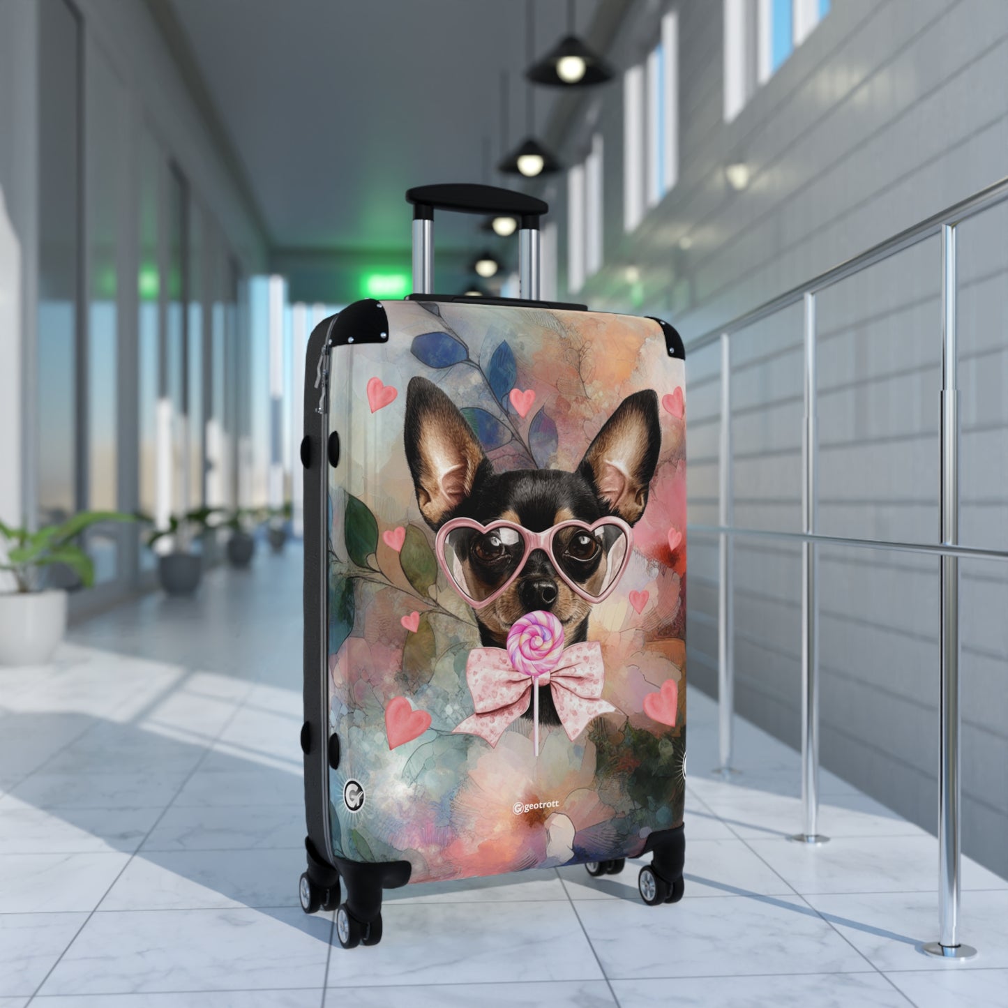 Lollipop Dreams Chihuahua Luggage Bag Rolling Suitcase Spinner