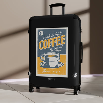 Fresh & Hot Coffee Served Here Have a Cup Vintage Posters Retro Ad Luggage Bag Rolling Suitcase Spinner