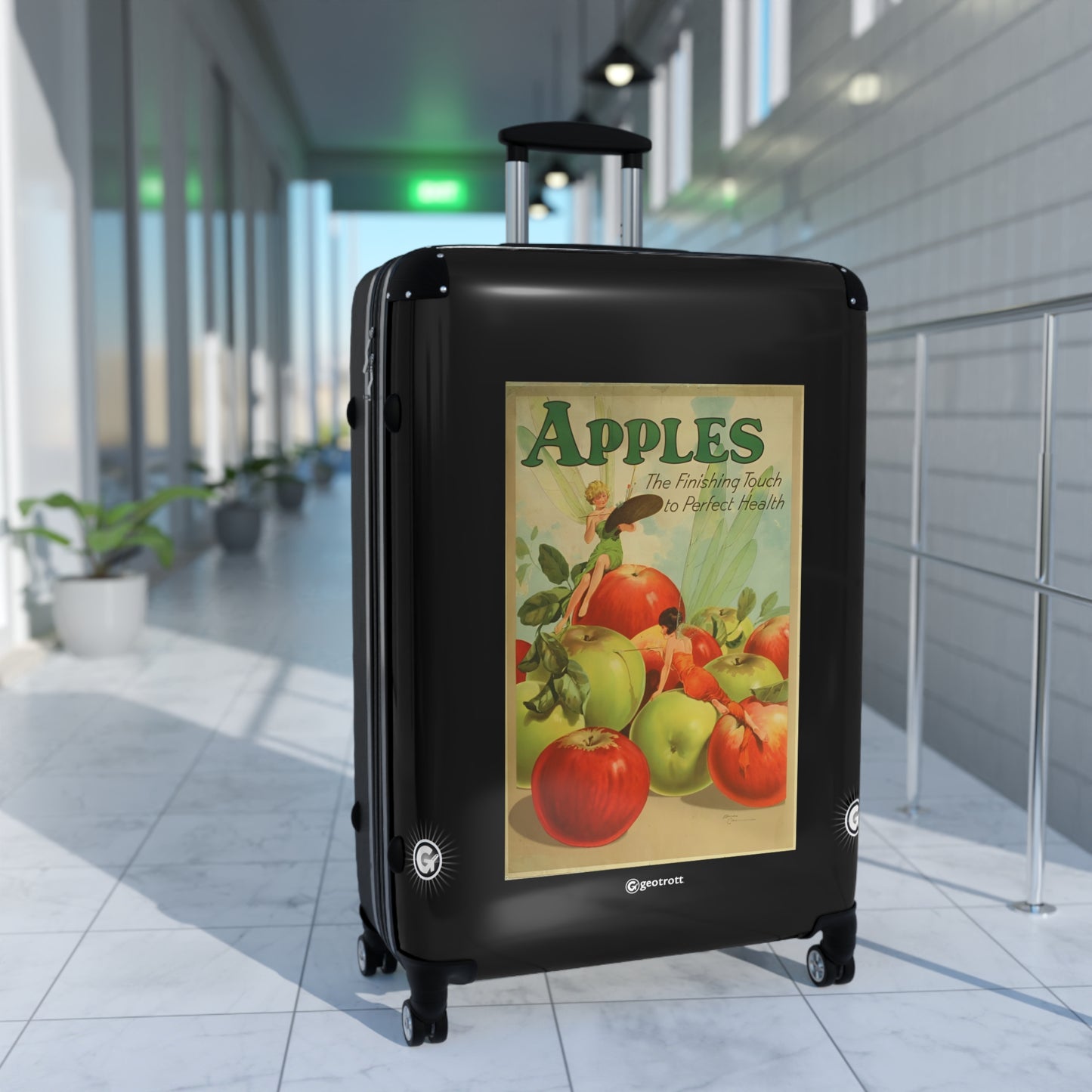 Apples The Finishing Touch to Perfect Health Vintage Posters Retro Ad Luggage Bag Rolling Suitcase Spinner