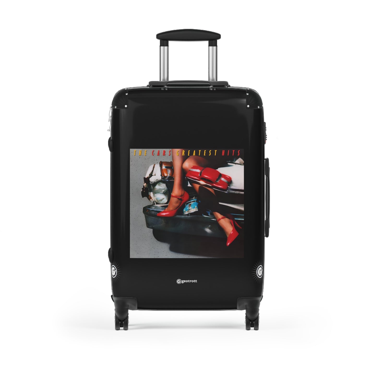 The Cars Music Greatest Hits Eighties Music Album Luggage Bag Rolling Suitcase Spinner