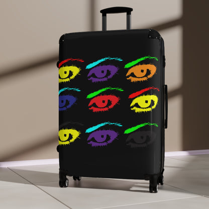 Geotrott Warhol Eyes Juan Benson Art Cabin Suitcase Almacenamiento extendido Asa telescópica ajustable Doble rueda Carcasa rígida de policarbonato Cerradura incorporada