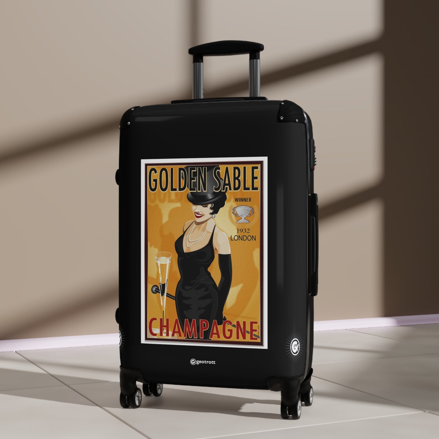 Champagne Golden Sable Vintage Posters Retro Ad Luggage Bag Rolling Suitcase Spinner