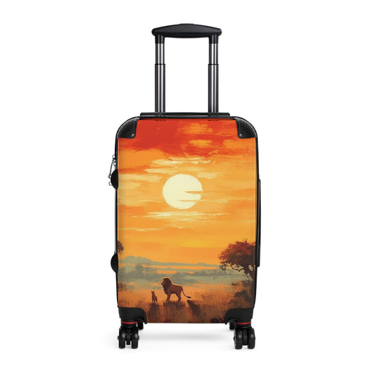 Vintage safari adventure lion spotting sunset over B