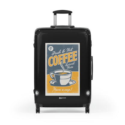 Fresh & Hot Coffee Served Here Have a Cup Vintage Posters Retro Ad Luggage Bag Rolling Suitcase Spinner