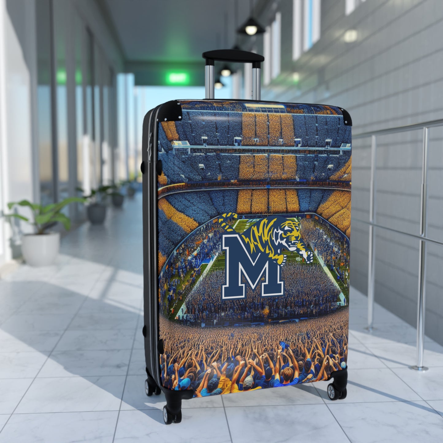 University Memphis Tigers College Football Luggage Bag Rolling Suitcase Spinner