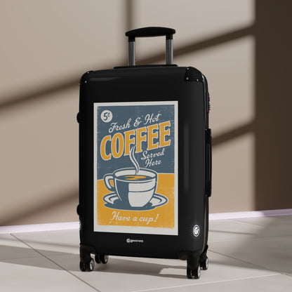 Fresh & Hot Coffee Served Here Have a Cup Vintage Posters Retro Ad Luggage Bag Rolling Suitcase Spinner