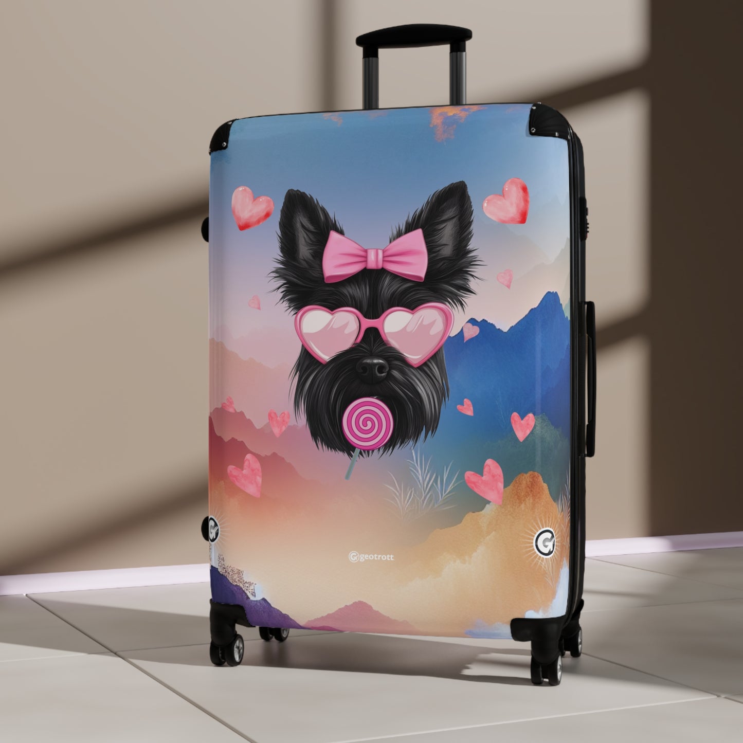 Sunset Chic Terrier Luggage Bag Rolling Suitcase Spinner