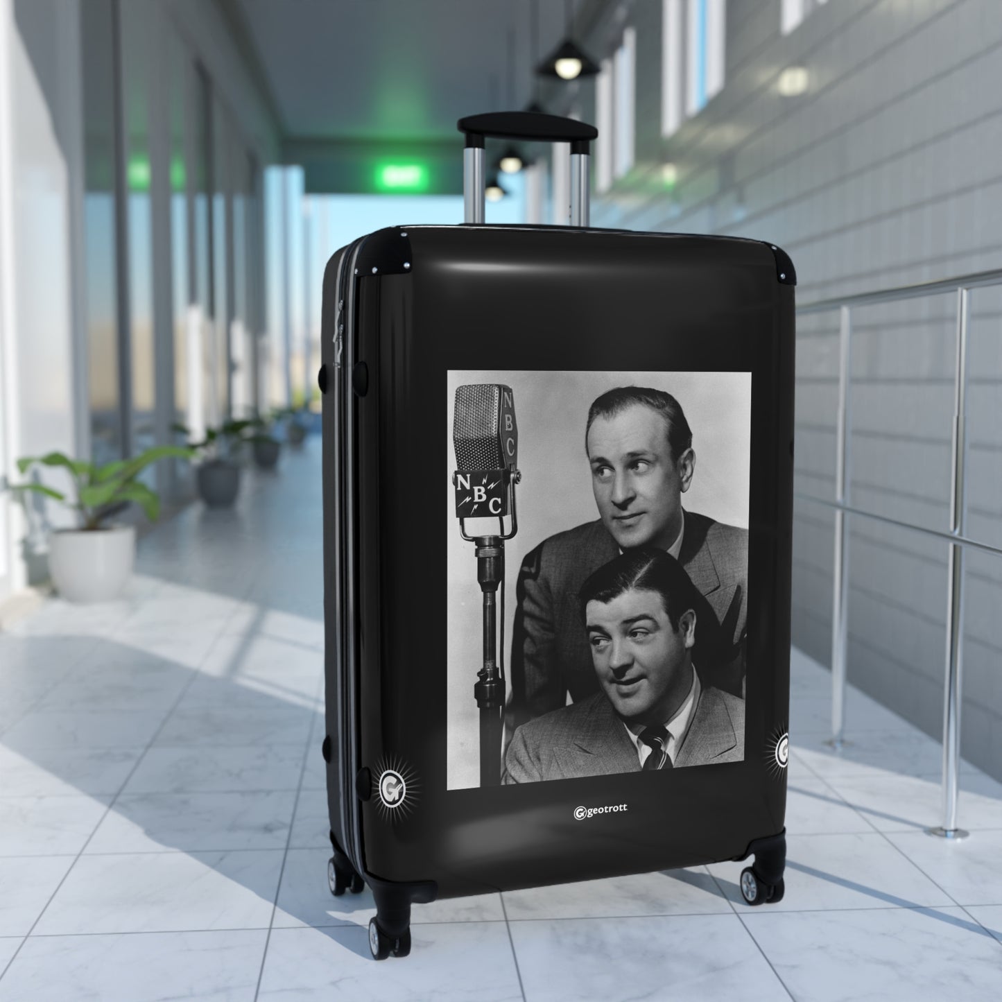 Abbott and Costello, comprising Bud Abbott and Lou Costello Vaudeville Radio Film and TV 20TH CENTURY Photos Luggage Bag Rolling Suitcase Spinner