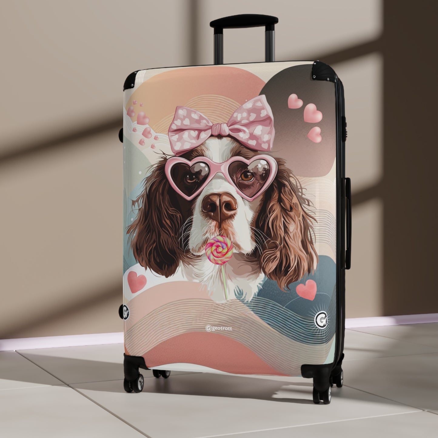 Lovable Springer Spaniel Whimsy Luggage Bag Rolling Suitcase Spinner