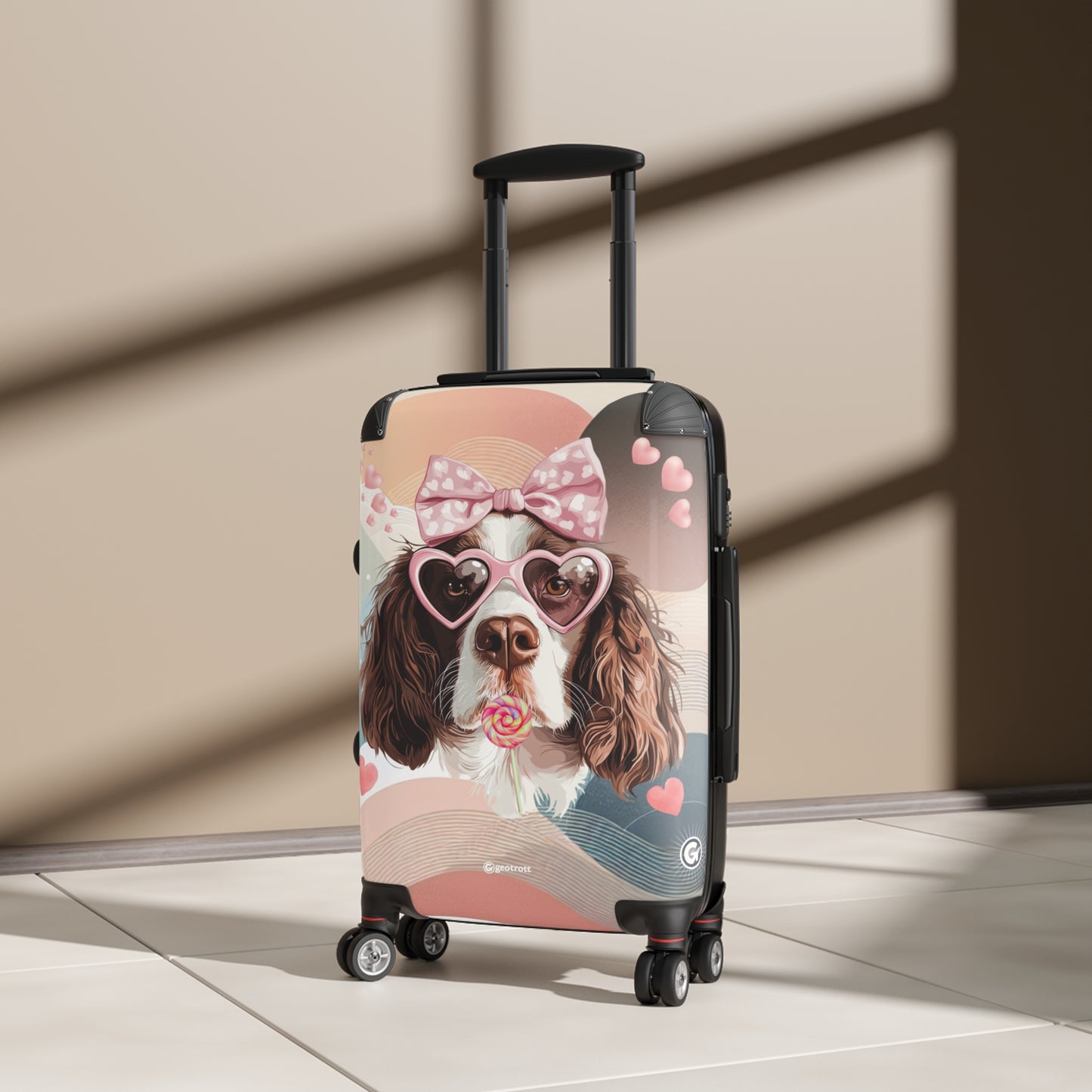 Lovable Springer Spaniel Whimsy Luggage Bag Rolling Suitcase Spinner