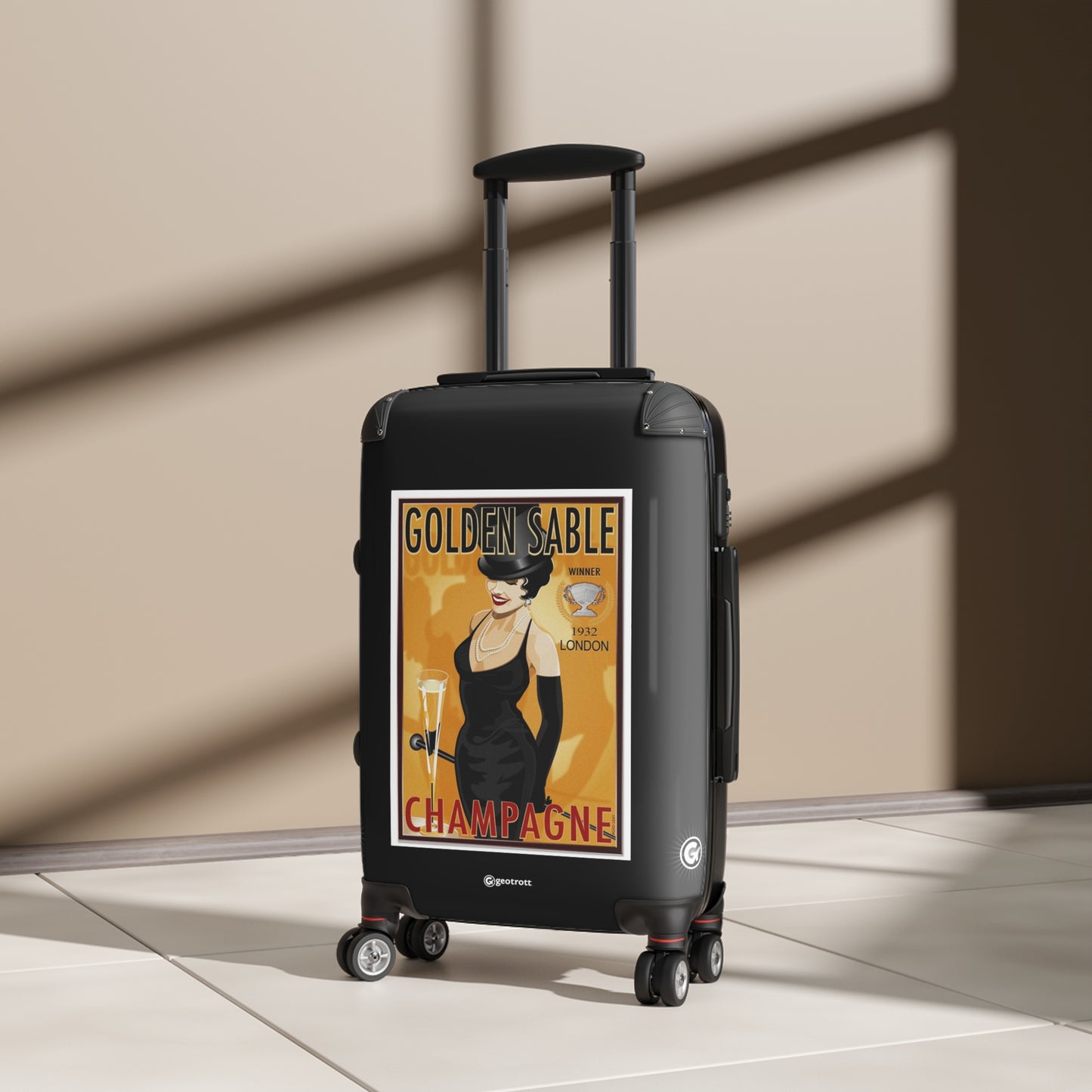 Champagne Golden Sable Vintage Posters Retro Ad Luggage Bag Rolling Suitcase Spinner