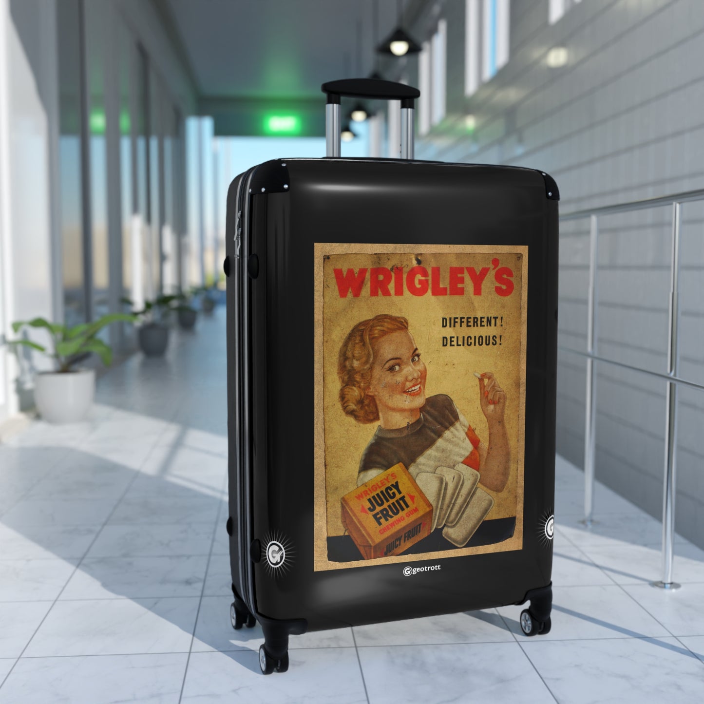 Wrigleys Juicy Fruit Chewing Gum Vintage Posters Retro Ad Luggage Bag Rolling Suitcase Spinner