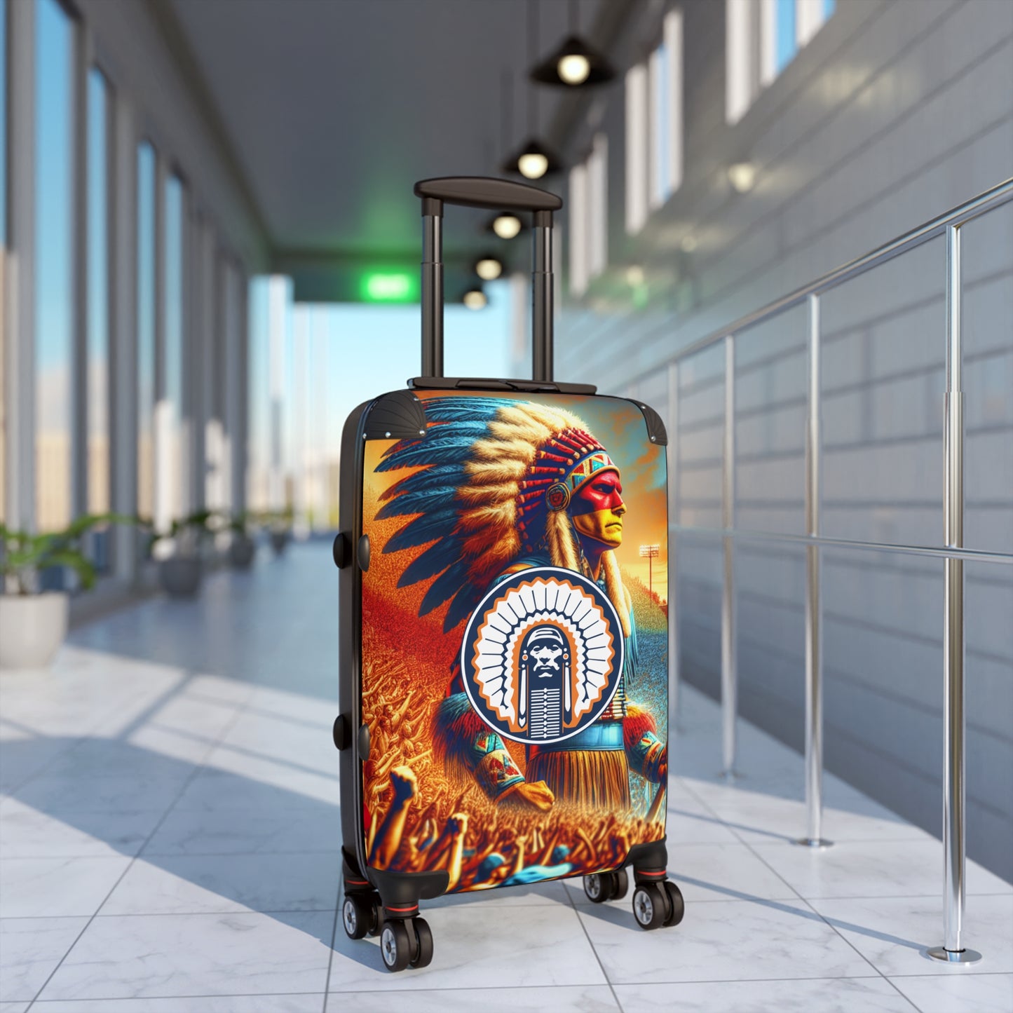 University of Illinois Retired Chief Illiniwek Mascot College Team Luggage Bag Rolling Suitcase Spinner