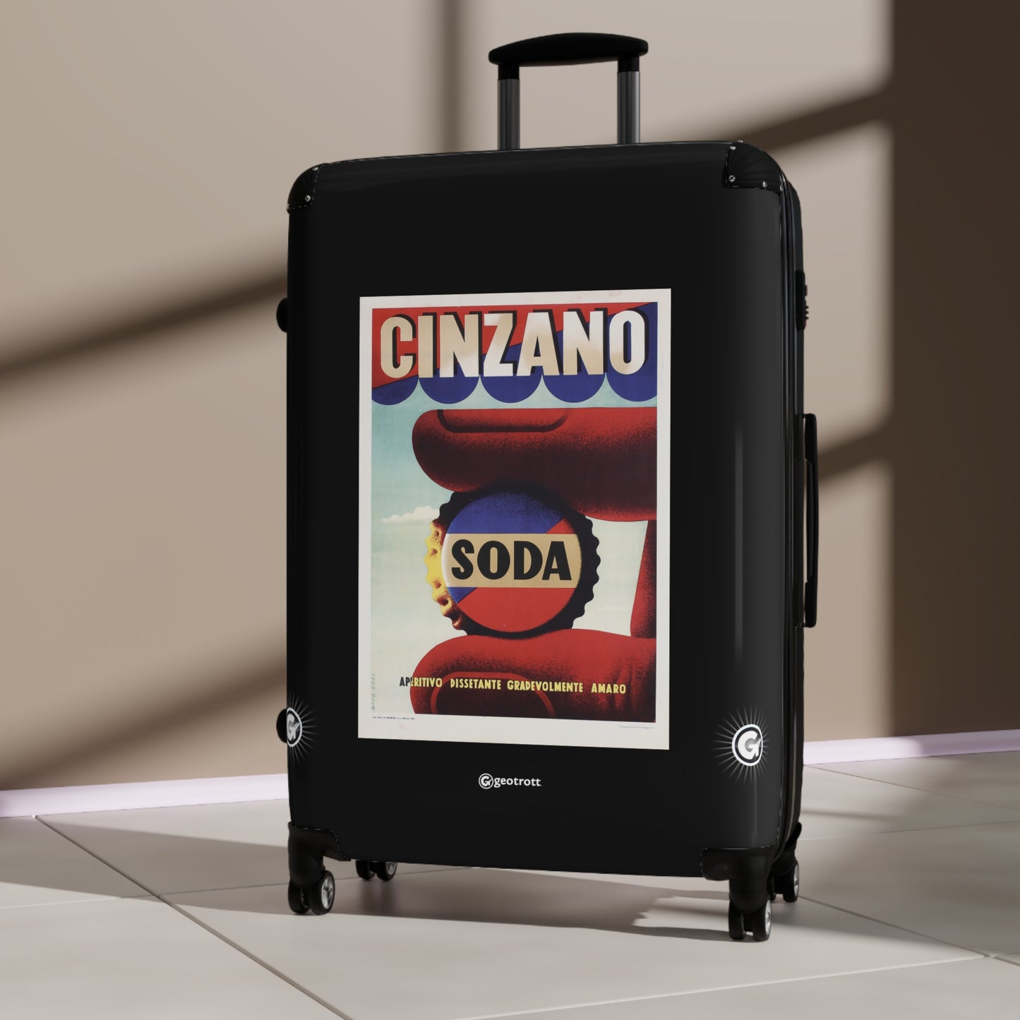 Cinzano Soda Aperitivo Dissetante Gradevolmente Amaro Vintage Posters Retro Ad Luggage Bag Rolling Suitcase Spinner