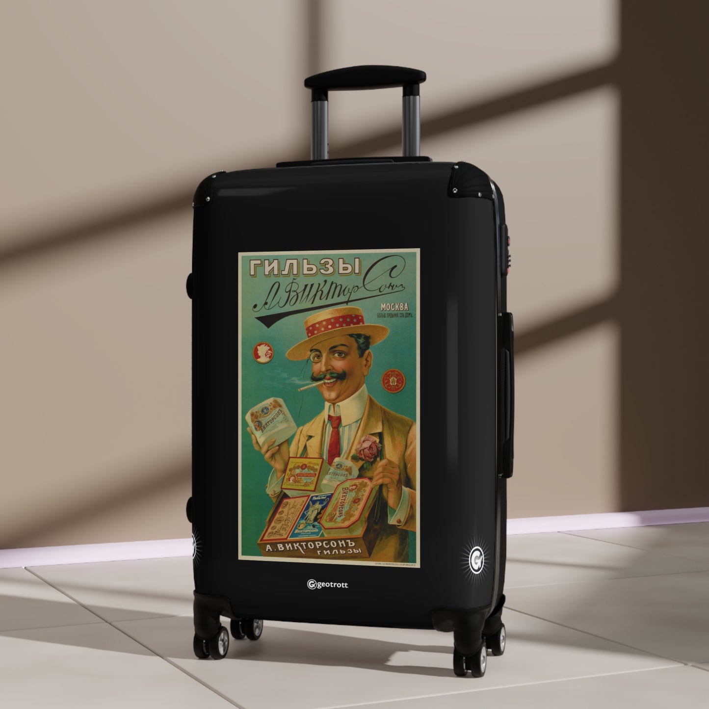 Viktorson Cigarette Papers Vintage Posters Retro Ad Luggage Bag Rolling Suitcase Spinner