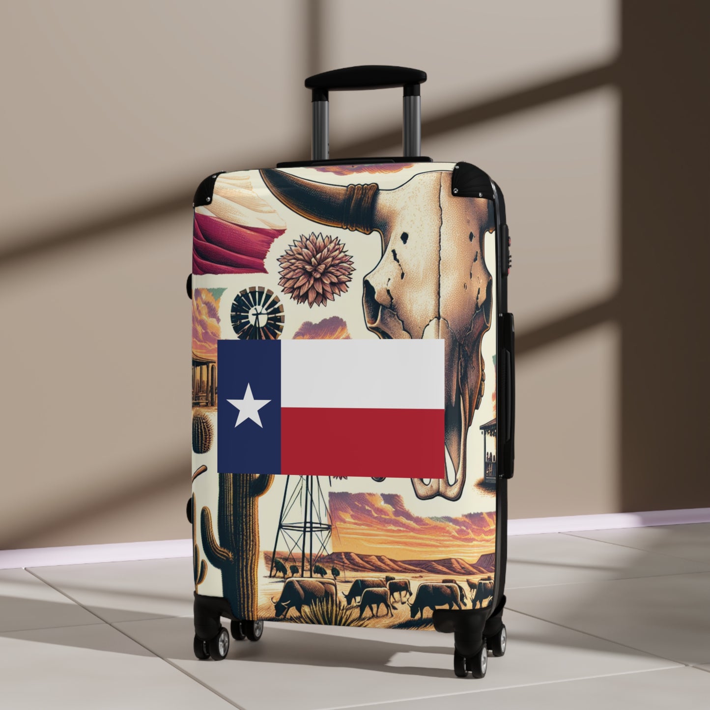 TEXAS USA STATE FLAGS Luggage Bag Rolling Suitcase Spinner