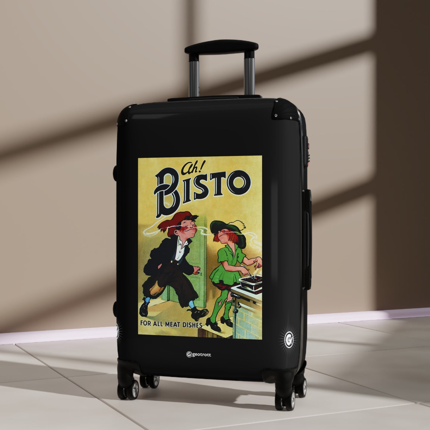 Ah Bisto For All Meat Dishes Vintage Posters Retro Ad Luggage Bag Rolling Suitcase Spinner