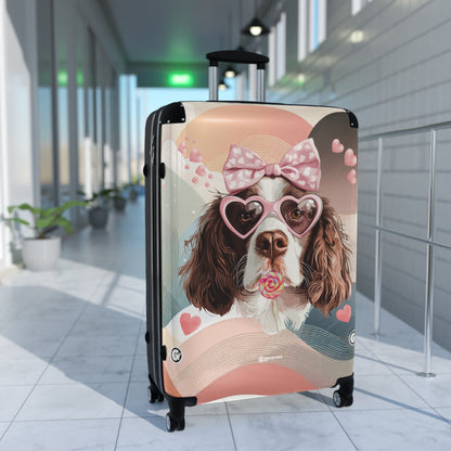 Lovable Springer Spaniel Whimsy Luggage Bag Rolling Suitcase Spinner