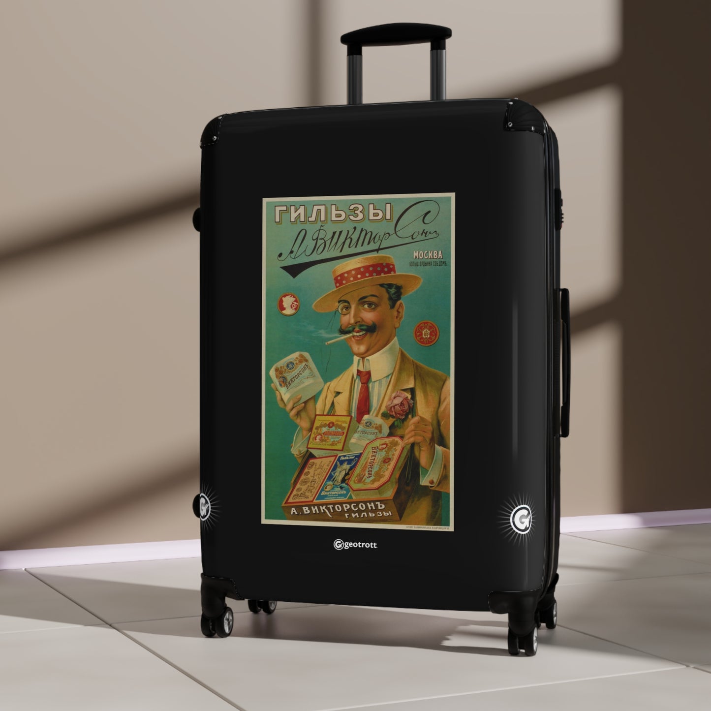 Viktorson Cigarette Papers Vintage Posters Retro Ad Luggage Bag Rolling Suitcase Spinner