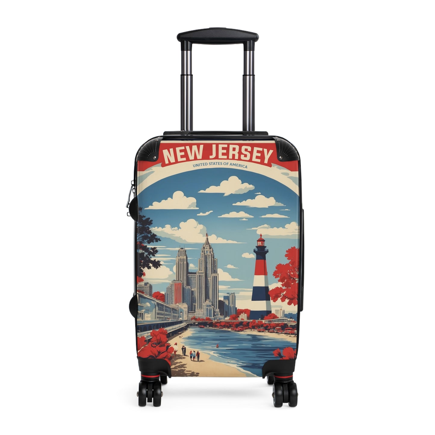 New Jersey: America's Garden State
Vintage Travel Poster Art, Coastal City Skyline Illustration Vintage Travel Poster