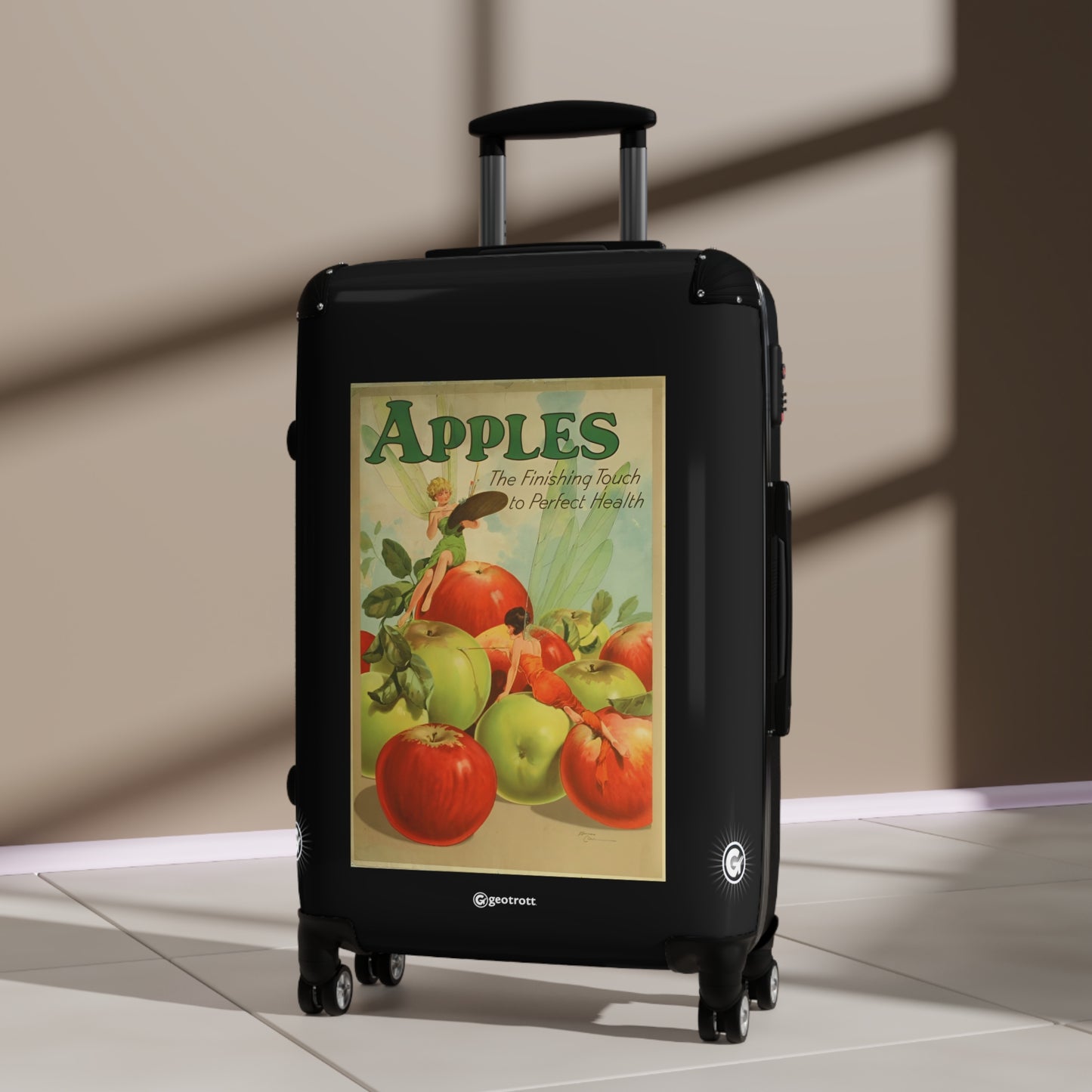 Apples The Finishing Touch to Perfect Health Vintage Posters Retro Ad Luggage Bag Rolling Suitcase Spinner