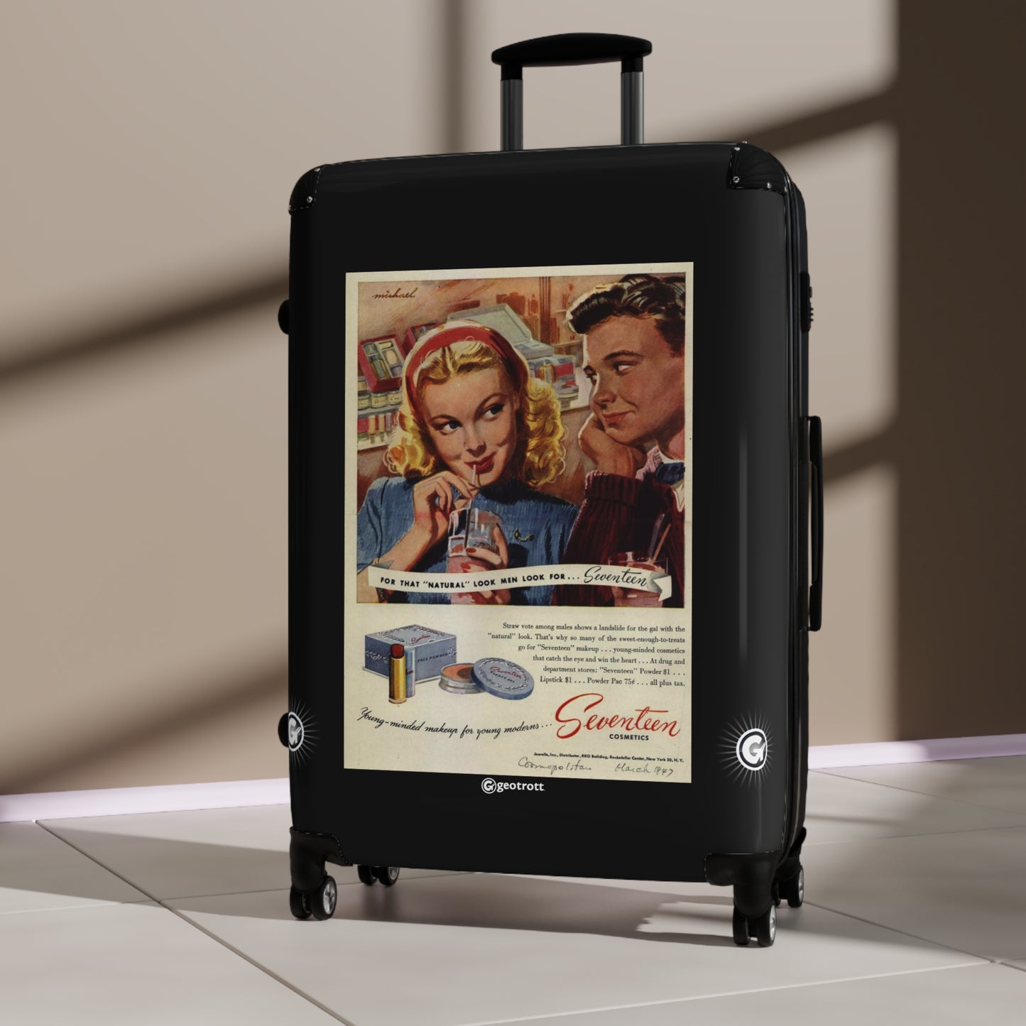 For That Natural Look Men Look For Seventeen Vintage Posters Retro Ad Luggage Bag Rolling Suitcase Spinner