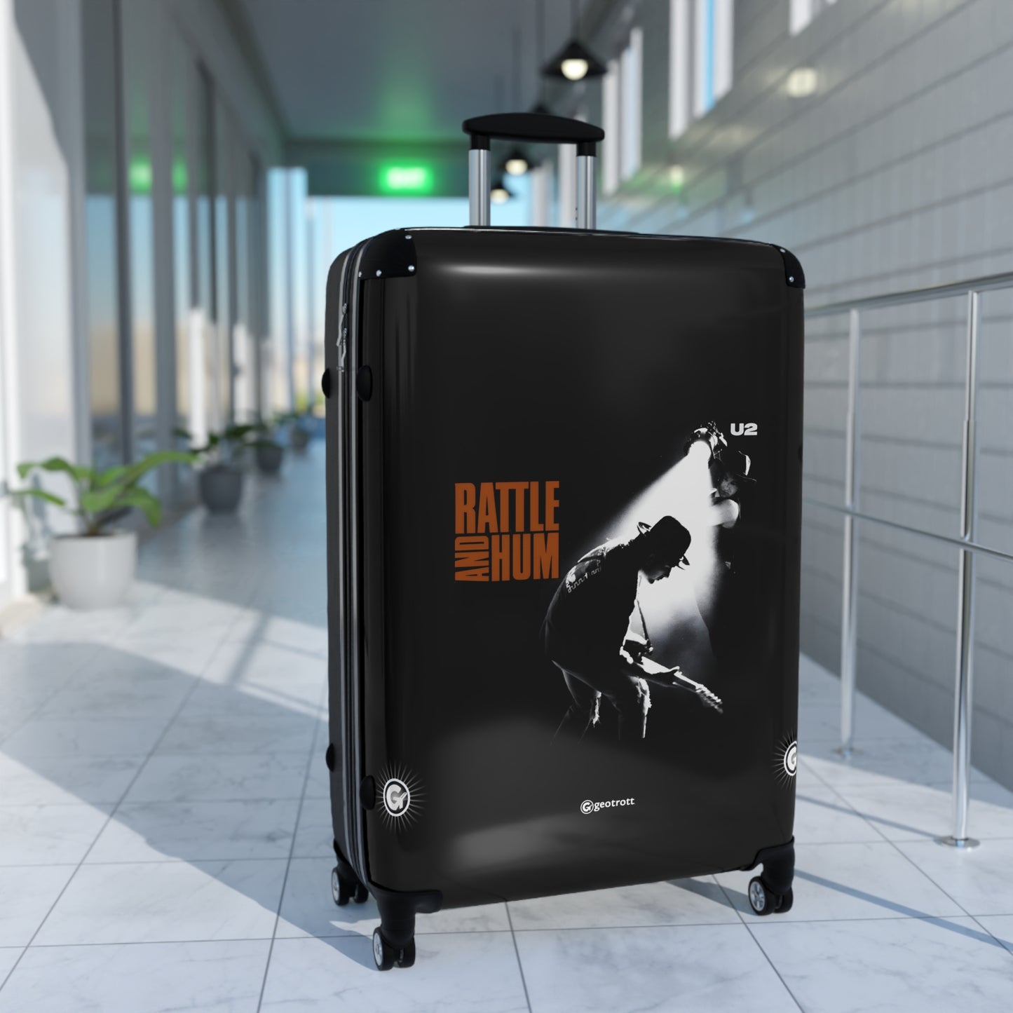 U2 Rathle and Hum Eighties Music Album Luggage Bag Rolling Suitcase Spinner