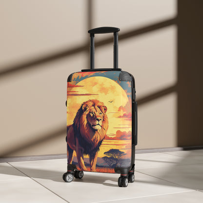 Vintage safari adventure lion spotting sunset over A