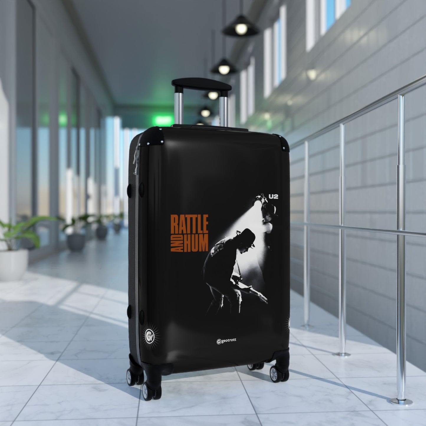 U2 Rathle and Hum Eighties Music Album Luggage Bag Rolling Suitcase Spinner