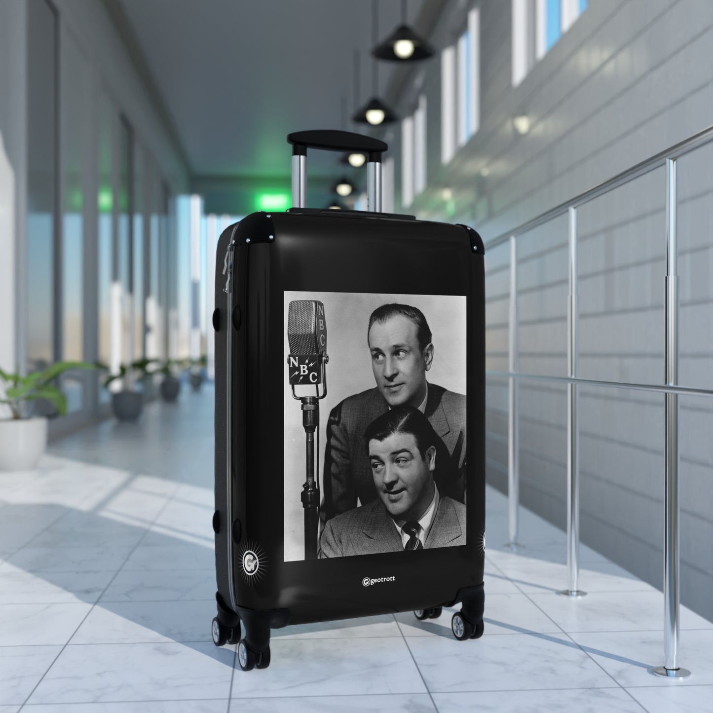 Abbott and Costello, comprising Bud Abbott and Lou Costello Vaudeville Radio Film and TV 20TH CENTURY Photos Luggage Bag Rolling Suitcase Spinner