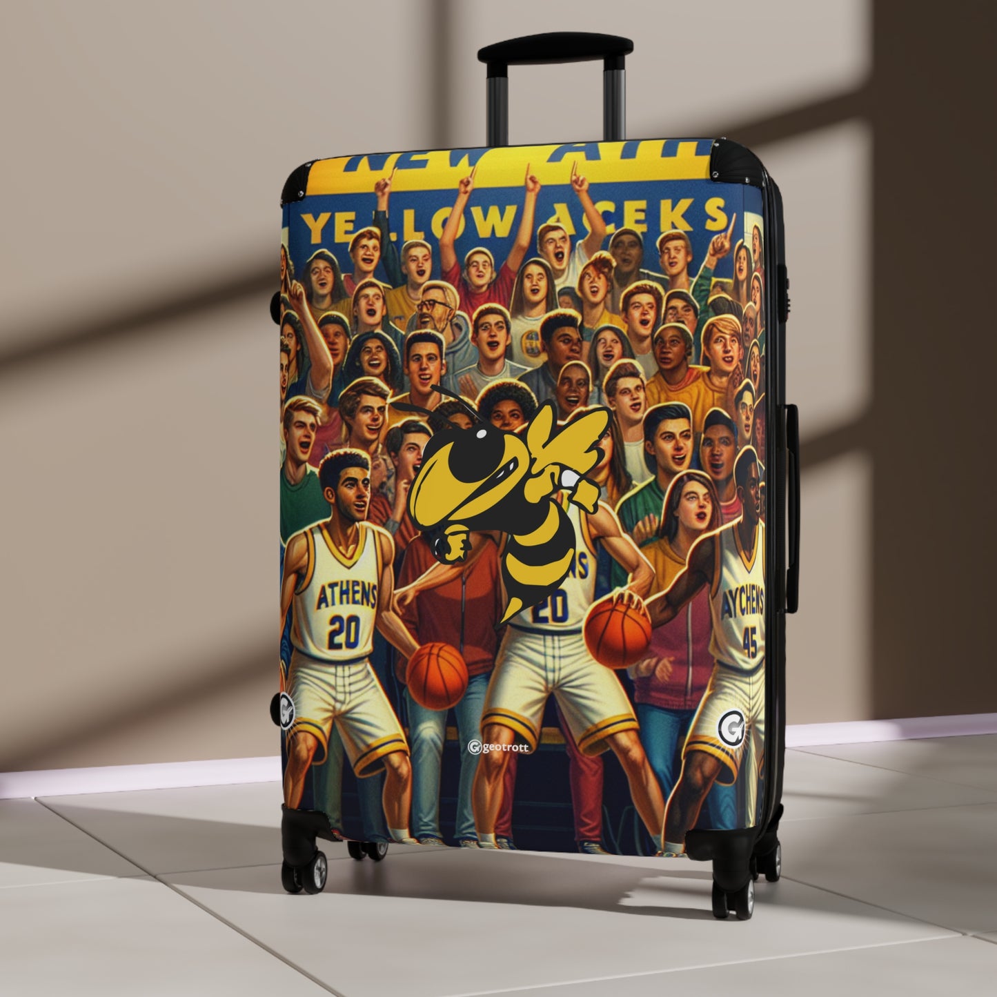 New Athens Yellow Jackets Varsity Basketball Team Luggage Bag Rolling Suitcase Spinner