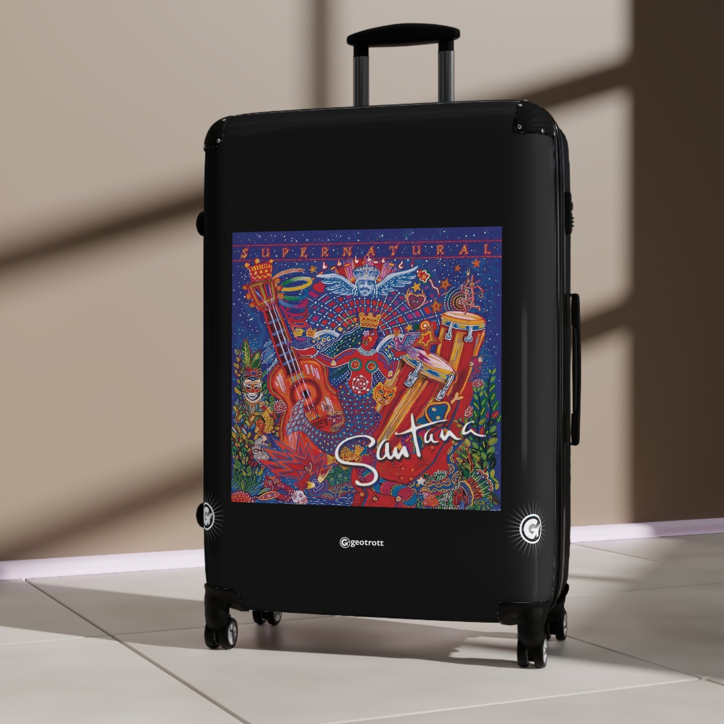 Carlos Santana "Supernatural" Music Album Luggage Bag Rolling Suitcase Spinner