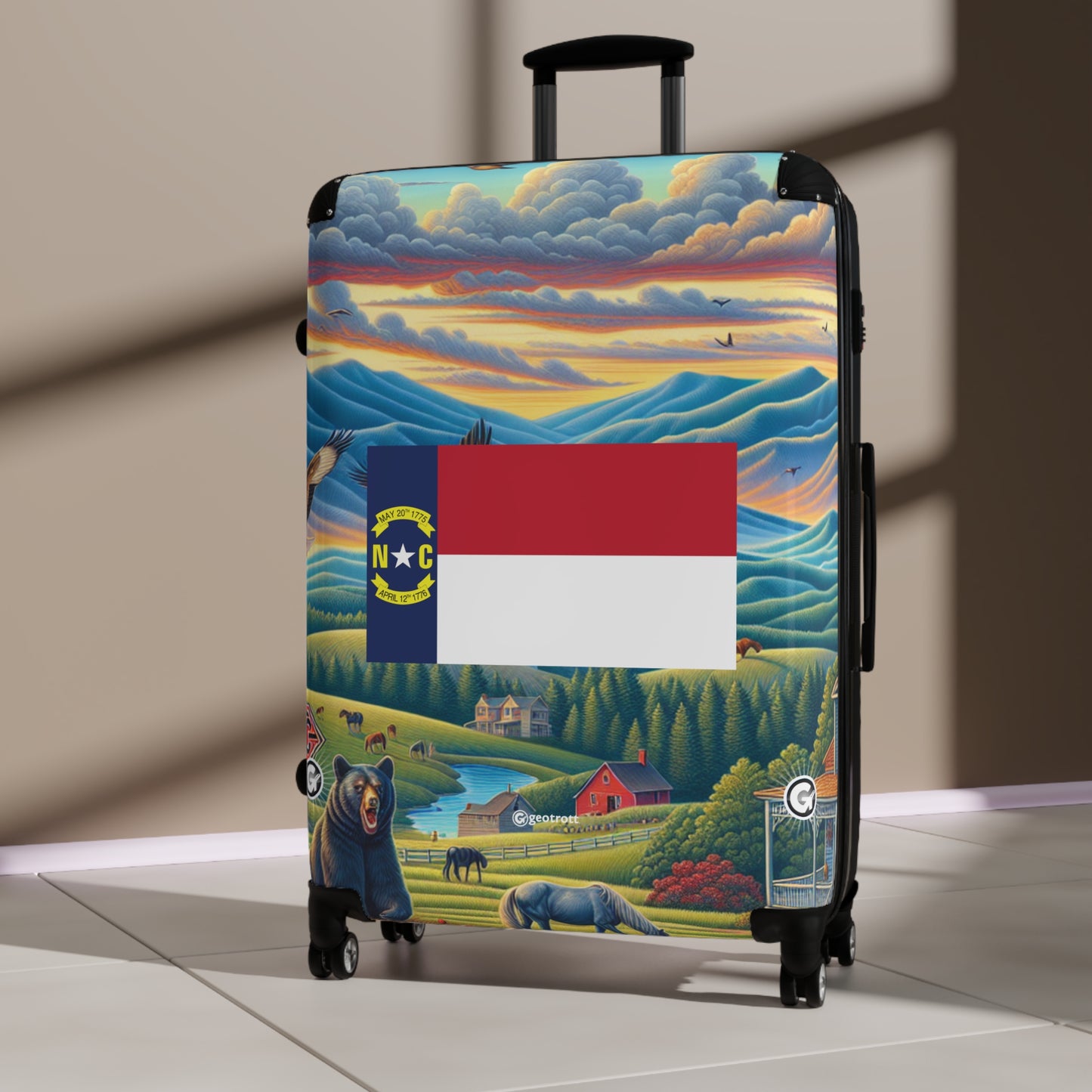 North Carolina USA STATE FLAGS Luggage Bag Rolling Suitcase Travel Accessories