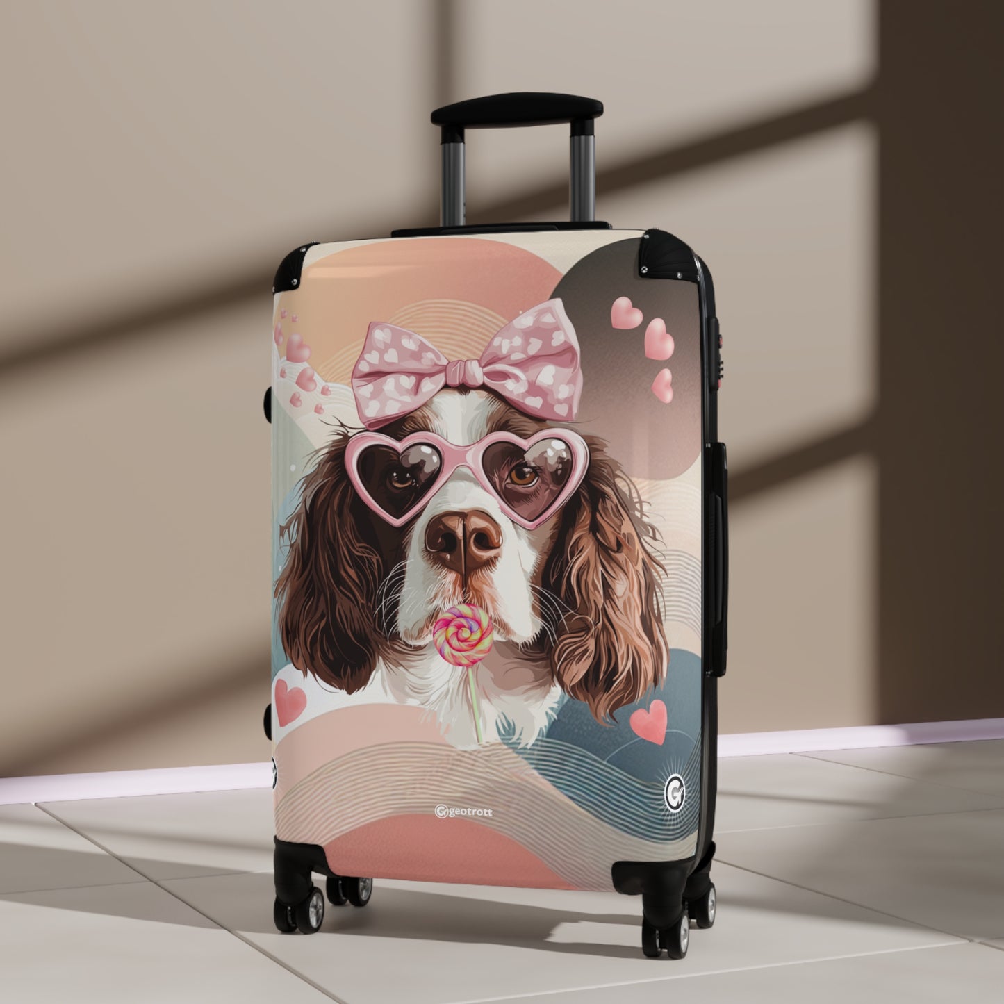 Lovable Springer Spaniel Whimsy Luggage Bag Rolling Suitcase Spinner