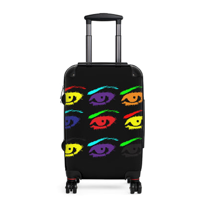 Geotrott Warhol Eyes Juan Benson Art Cabin Suitcase Almacenamiento extendido Asa telescópica ajustable Doble rueda Carcasa rígida de policarbonato Cerradura incorporada