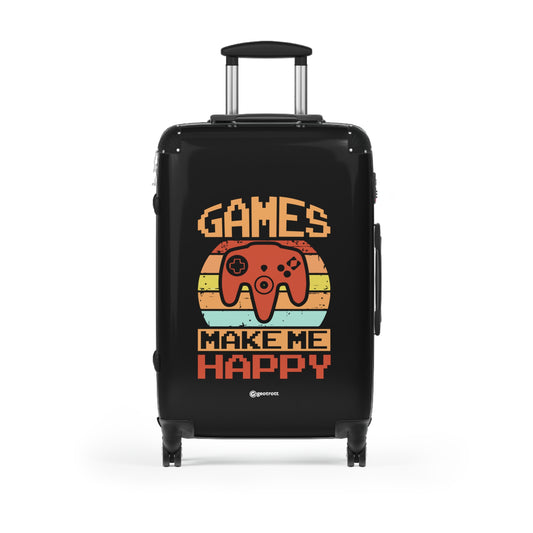 Games Make me Happy Gamer Gaming Suitcase-Bags-Geotrott