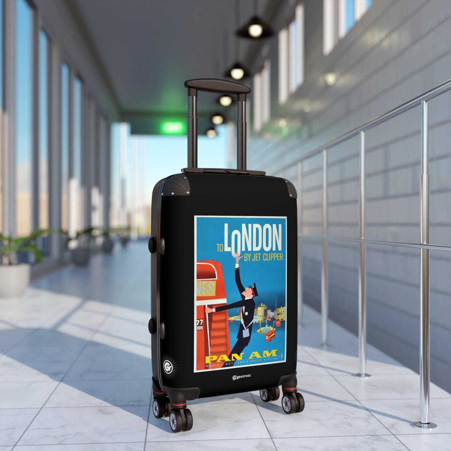 Pan Am To London by Jet Clipper Vintage Posters Retro Ad Luggage Bag Rolling Suitcase Spinner