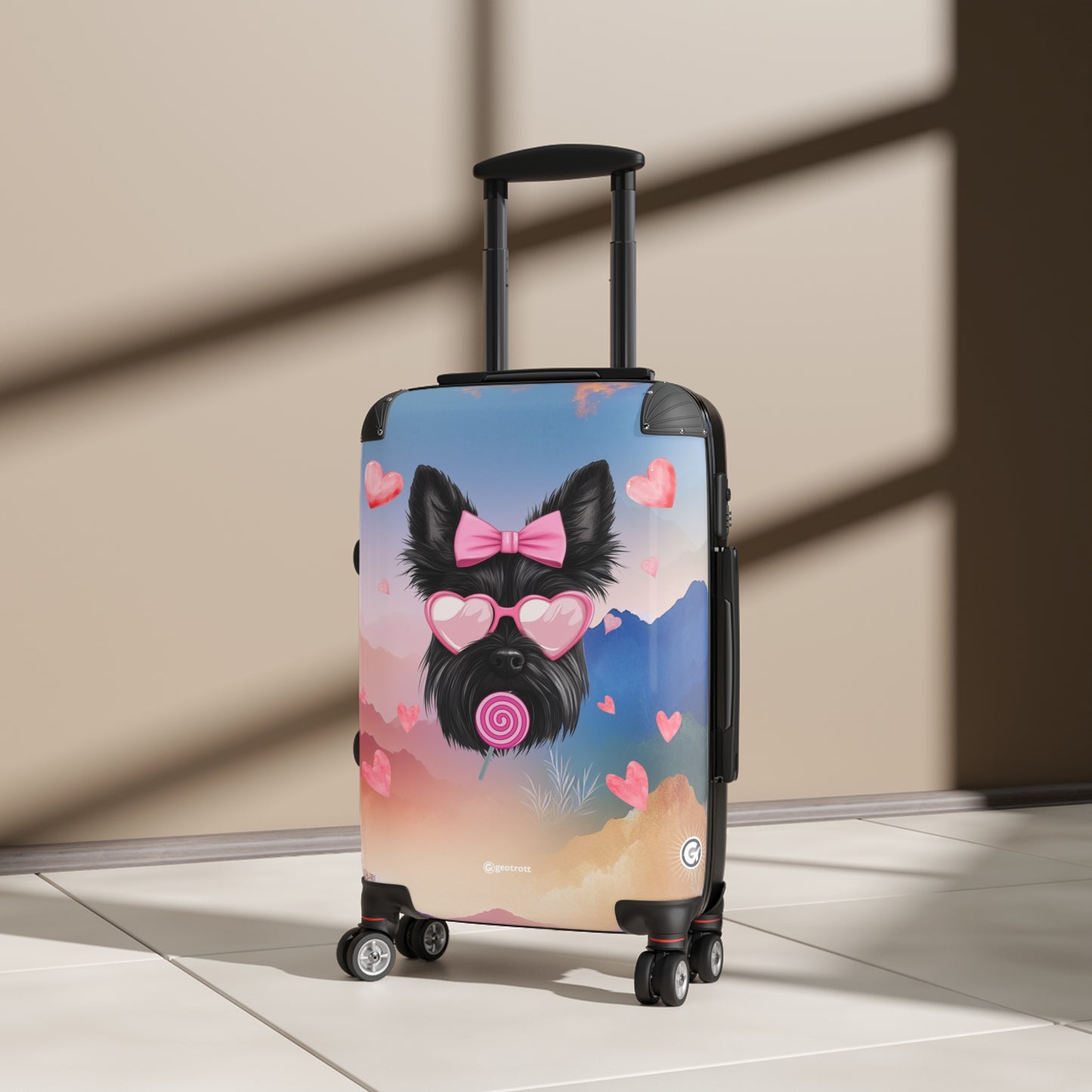 Sunset Chic Terrier Luggage Bag Rolling Suitcase Spinner