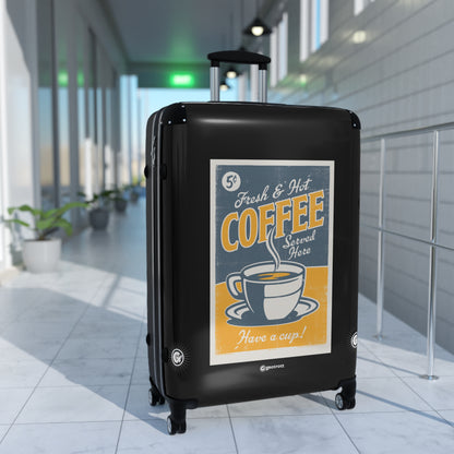 Fresh & Hot Coffee Served Here Have a Cup Vintage Posters Retro Ad Luggage Bag Rolling Suitcase Spinner