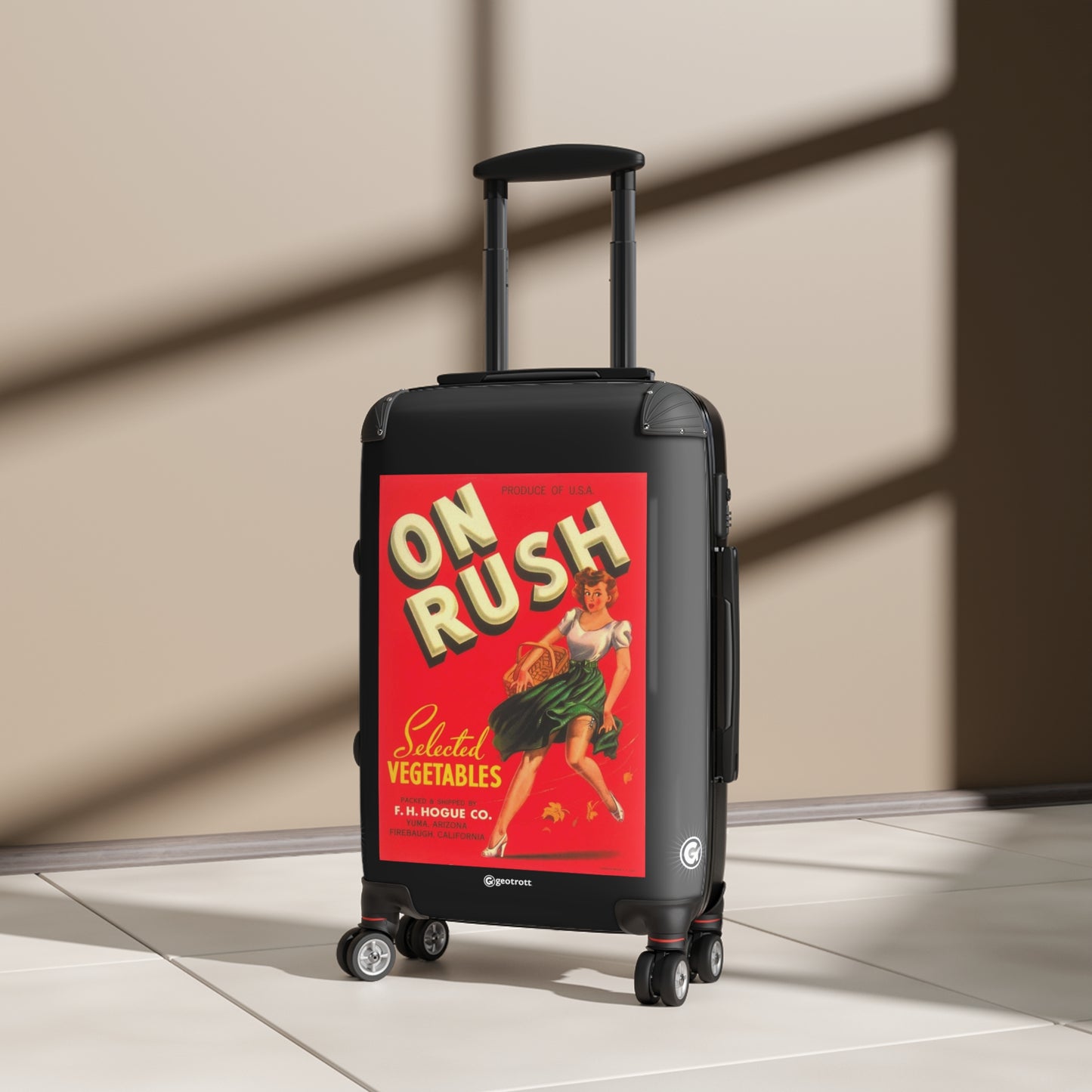 On Rush Selected Vegetables Vintage Posters Retro Ad Luggage Bag Rolling Suitcase Spinner