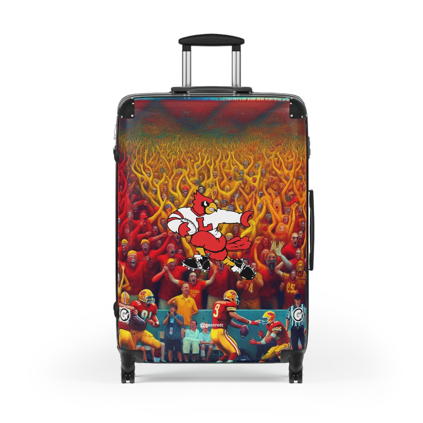 Louisville Cardinals Football College Team Luggage Bag Rolling Suitcase Spinner