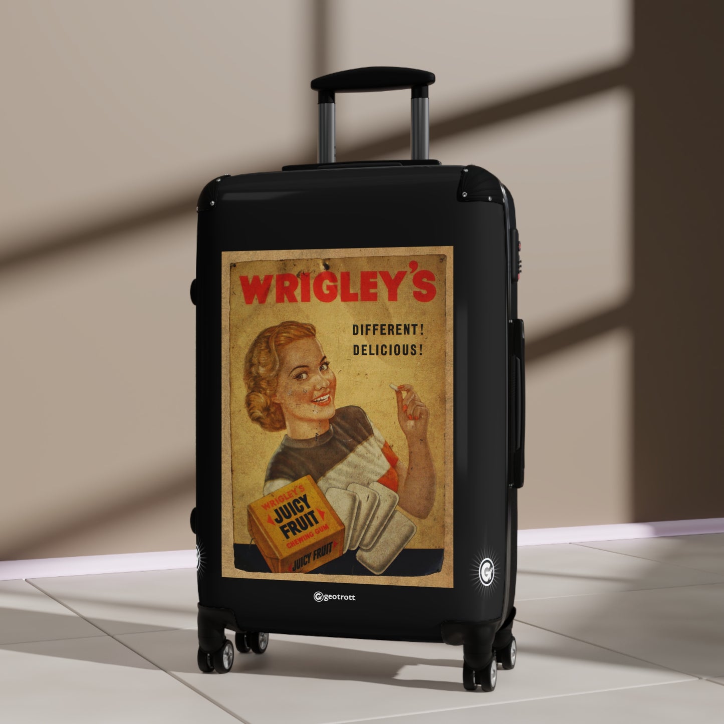 Wrigleys Juicy Fruit Chewing Gum Vintage Posters Retro Ad Luggage Bag Rolling Suitcase Spinner