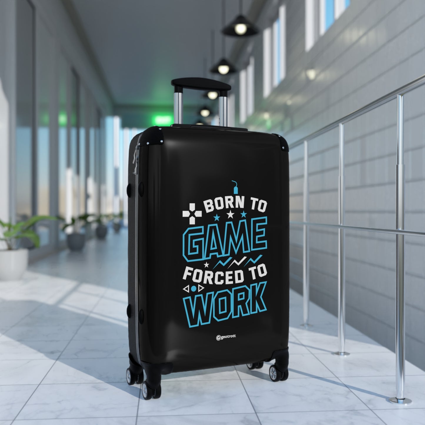 Born to Game Forced to Work Gamer Gaming Suitcase-Bags-Geotrott