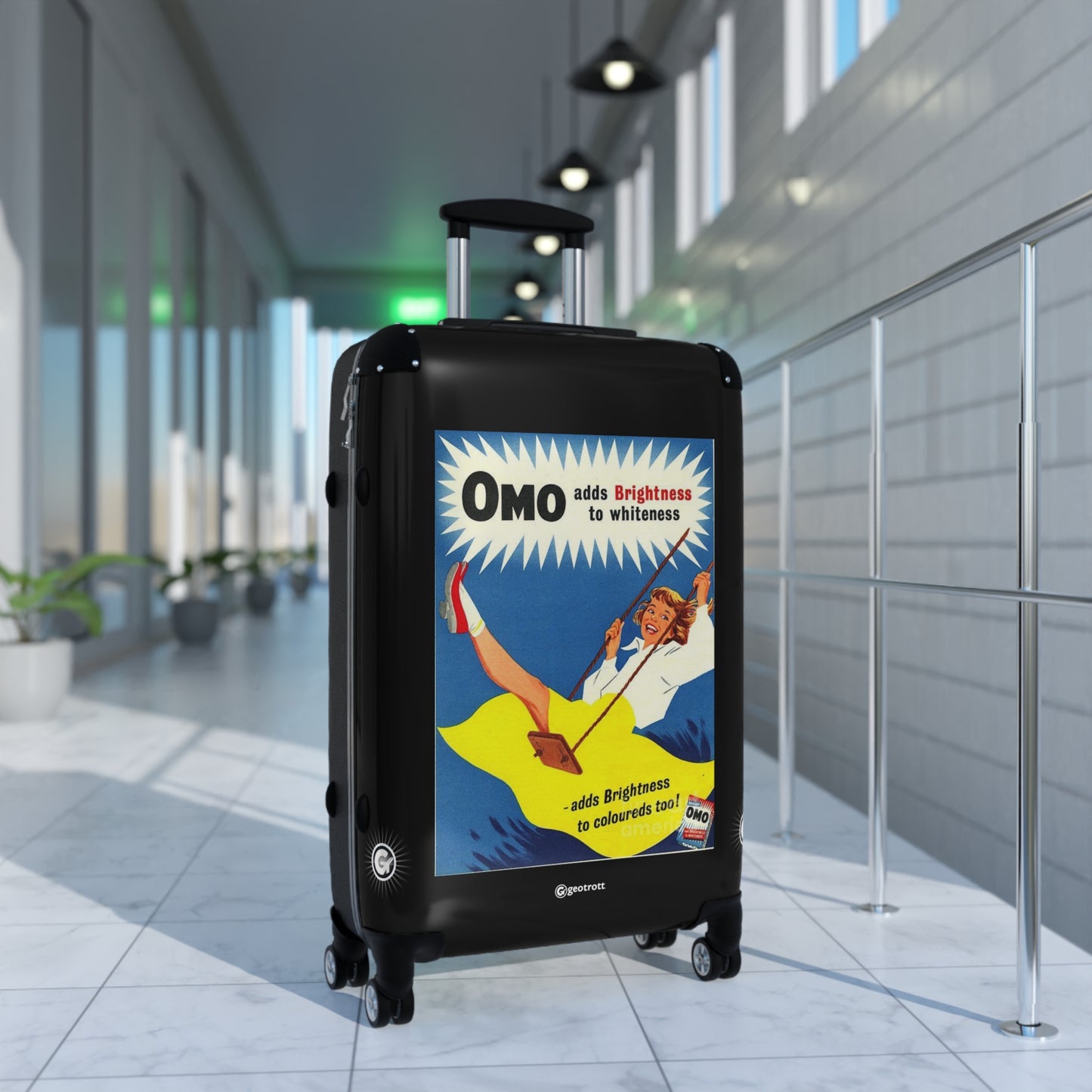 Omo Liquid Laundry Detergent Vintage Posters Retro Ad Luggage Bag Rolling Suitcase Spinner