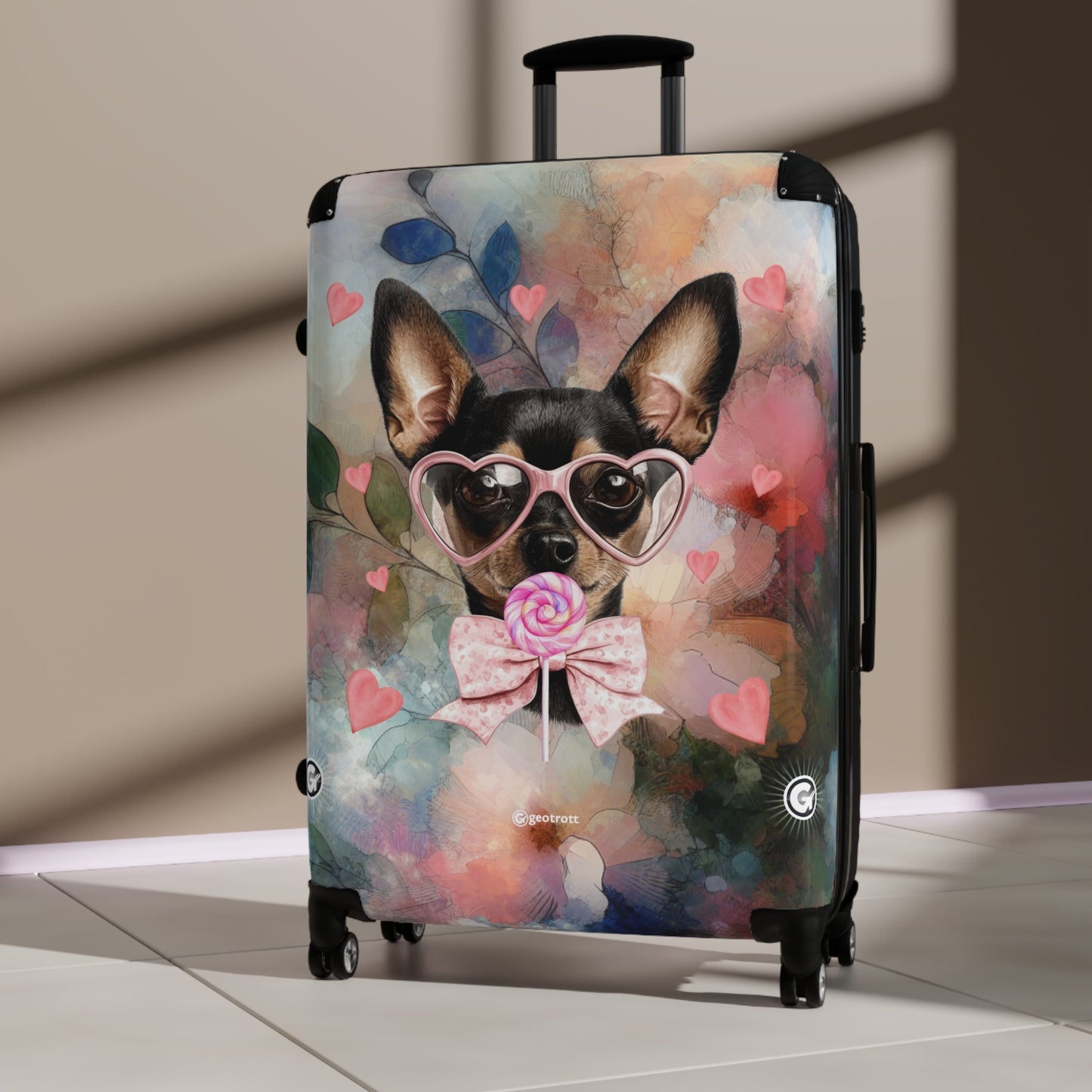 Lollipop Dreams Chihuahua Luggage Bag Rolling Suitcase Spinner