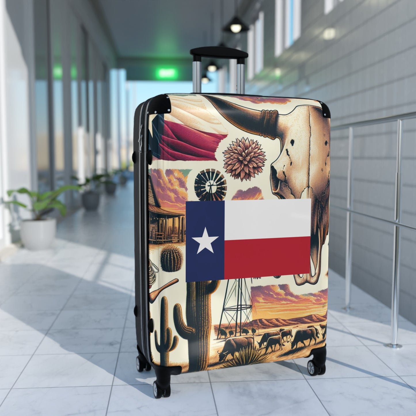 TEXAS USA STATE FLAGS Luggage Bag Rolling Suitcase Spinner