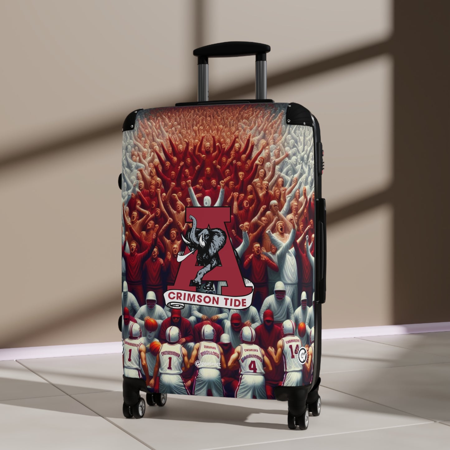 Alabama Crimson Tide Big Al College Team Luggage Bag Rolling Suitcase Spinner