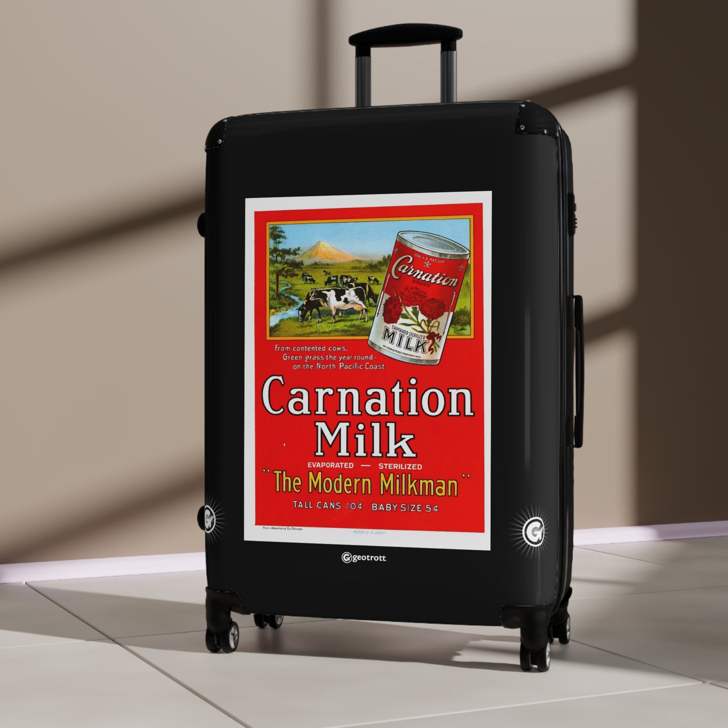 The Modern Milkman Carnation Milk Vintage Posters Retro Ad Luggage Bag Rolling Suitcase Spinner