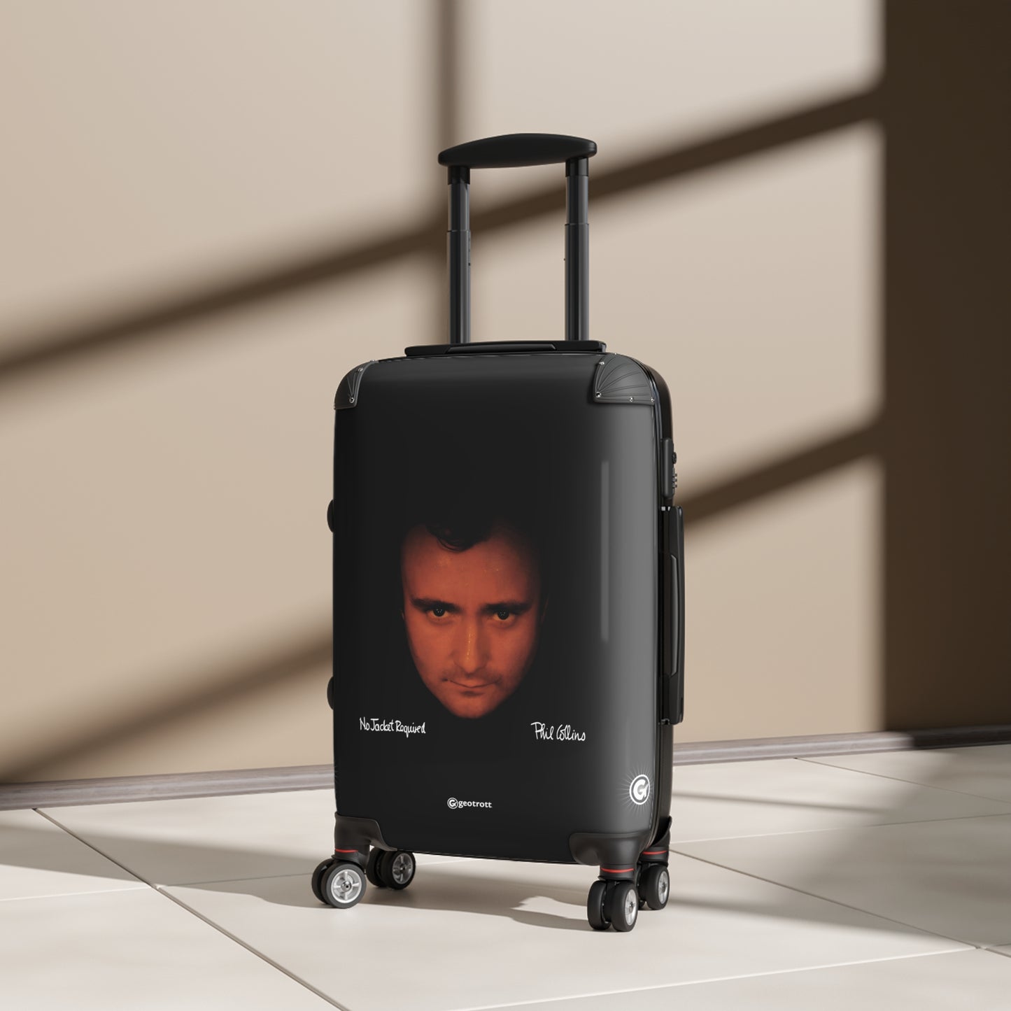 Phil Collins No Jacket Required Eighties Music Album Luggage Bag Rolling Suitcase Spinner