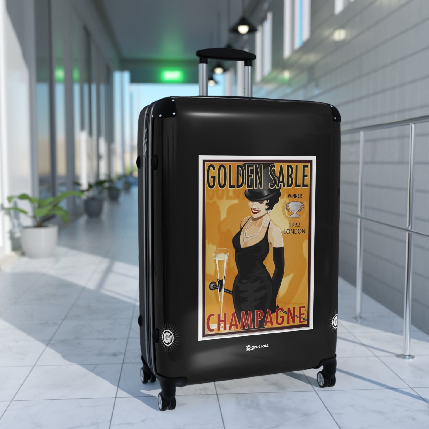 Champagne Golden Sable Vintage Posters Retro Ad Luggage Bag Rolling Suitcase Spinner